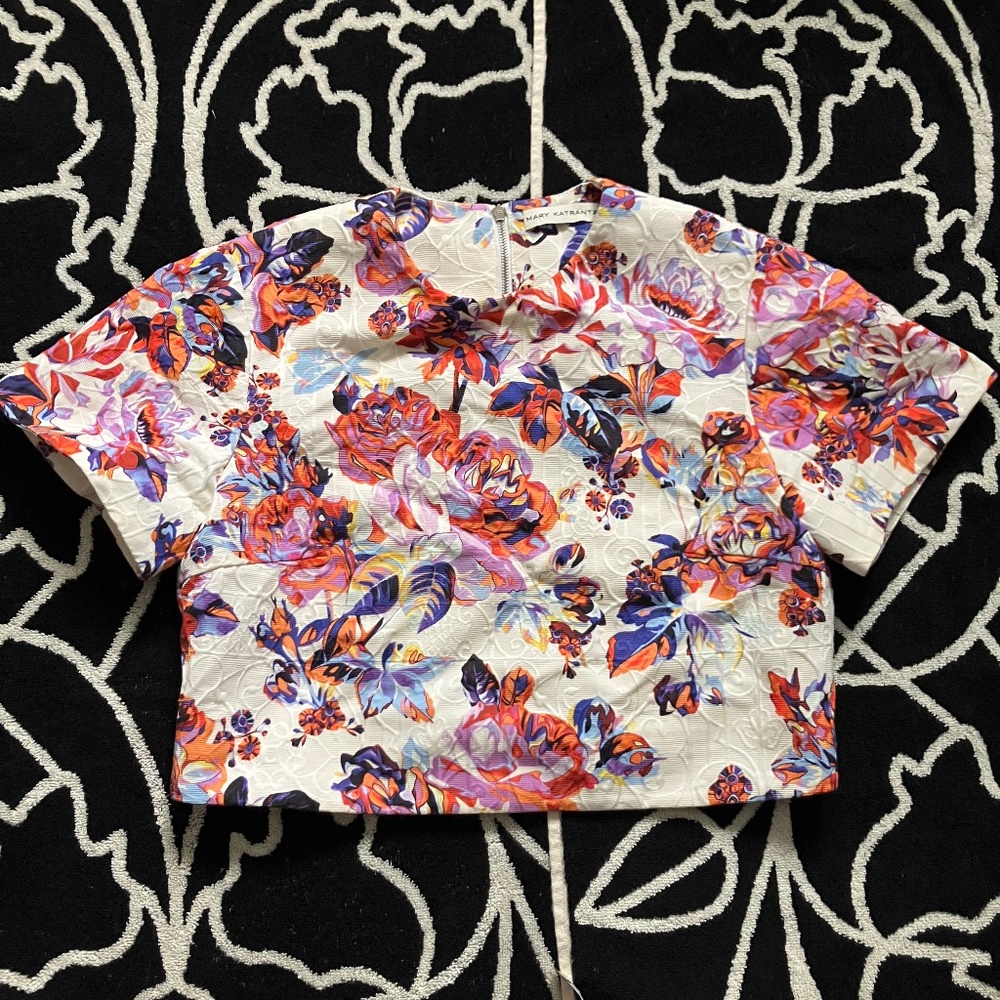 Mary Katrantzou Cotton and Silk Cropped Shirt